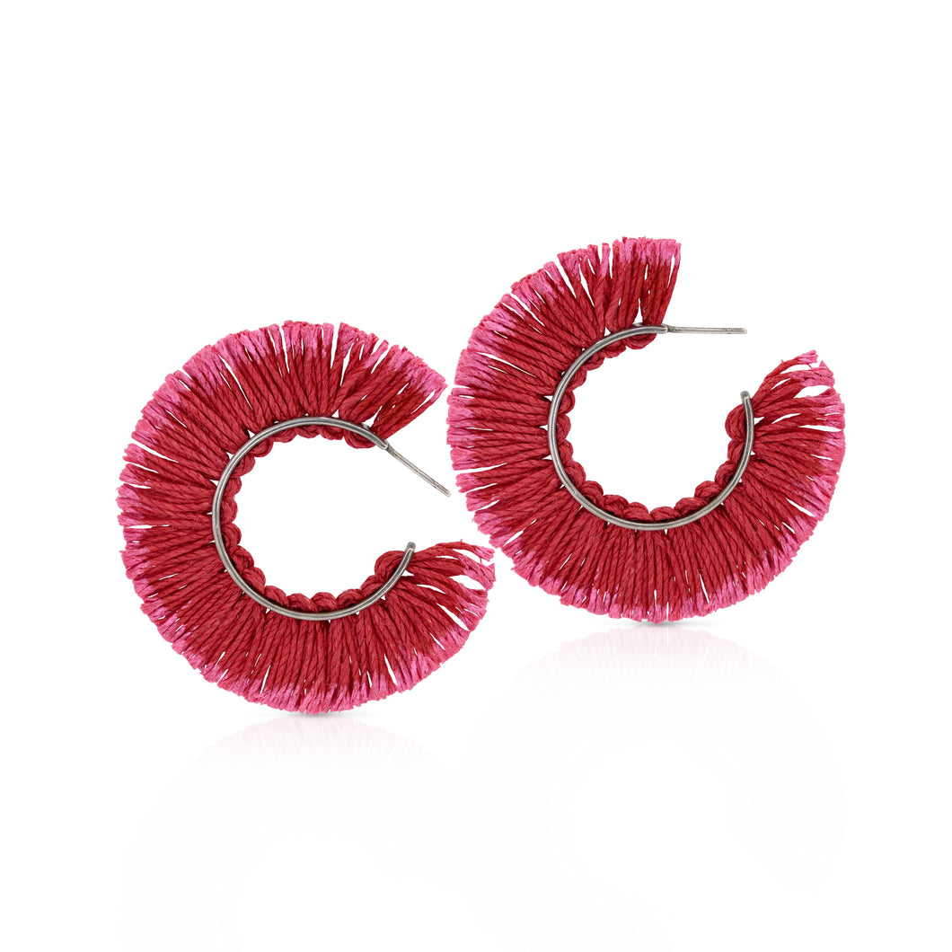 Vicki Mason - Fringed hoop – red, pink